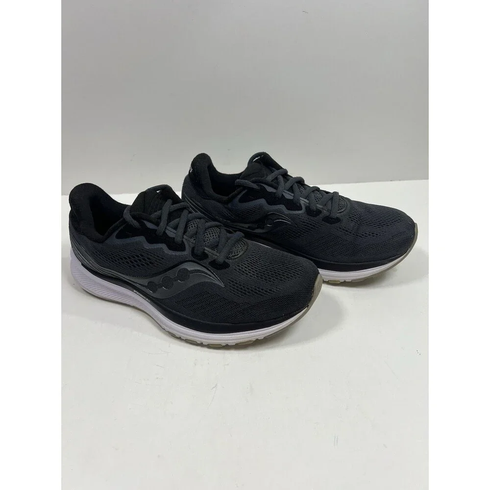 Saucony Ride Size 10 Running Shoes Black Mesh Lace Up Men's
